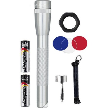 Maglite Mini 2 AACell LED Flashlight Combo Pack, Color Silver SP2210C